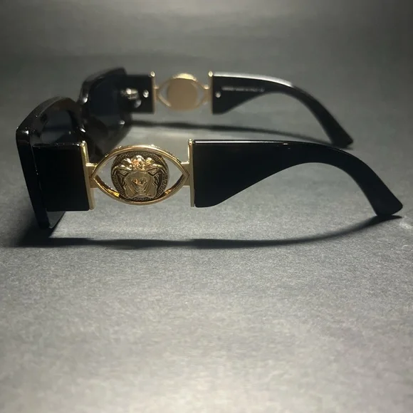 Versace Black Sunglasses with Gold Accents - Picture 4 of 5